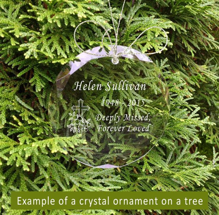 Cross Heart Crystal Memorial Ornament