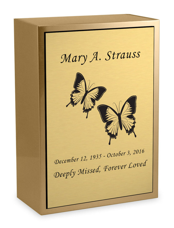 Design Your Own Sheet Bronze Inset Snap-Top Niche Cremation Urn with Engraved Plate