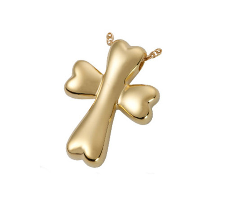 Dog Bone Cross Cremation Jewelry in Solid 14k Yellow Gold or White Gold