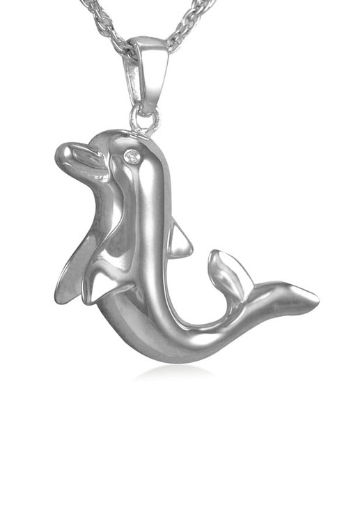 Dolphin Sterling Silver Cremation Jewelry Pendant Necklace