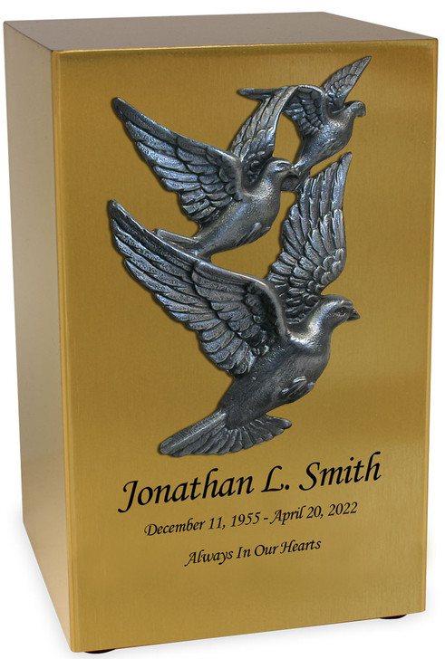 Doves In Flight Applique Bronze Finish Beaumont Cremation Urn