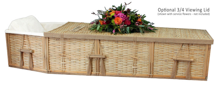 6' 5" Eco Friendly 6-Point Woven Bamboo Coffin