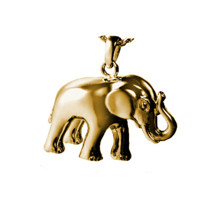 Elephant Never Forgets Cremation Jewelry in 14k Gold Plated Sterling Silver