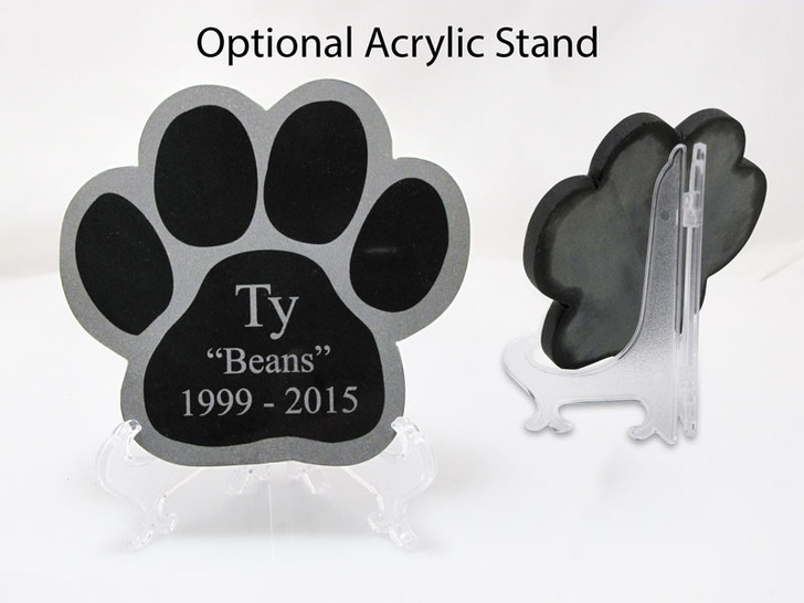 Small Engraved Paw Print Laser-Engraved Pet Plaque Black Granite Memorial