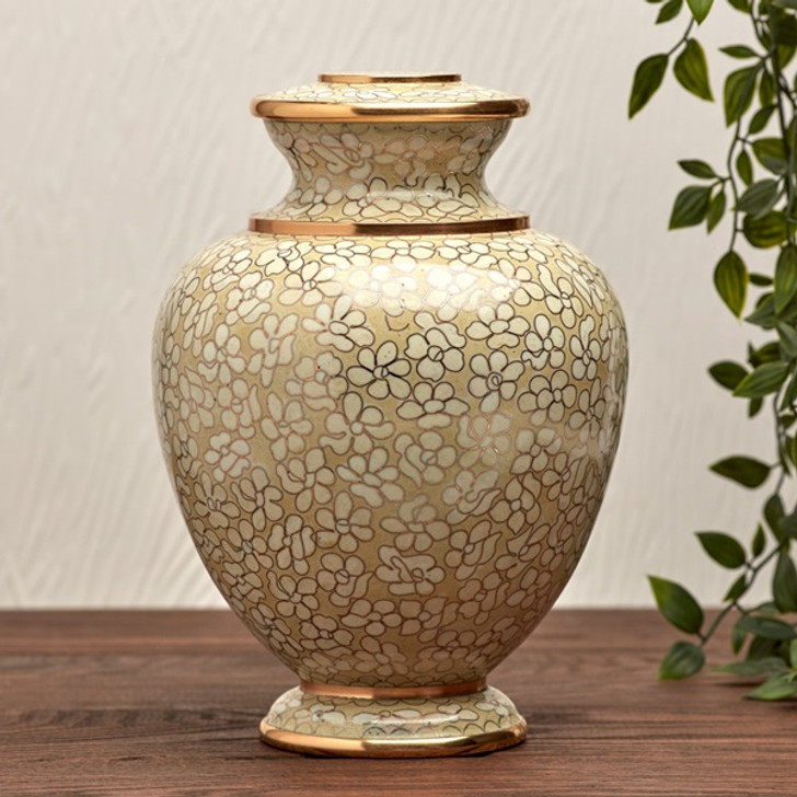 Essence Opal Cloisonne Brass Cremation Urn