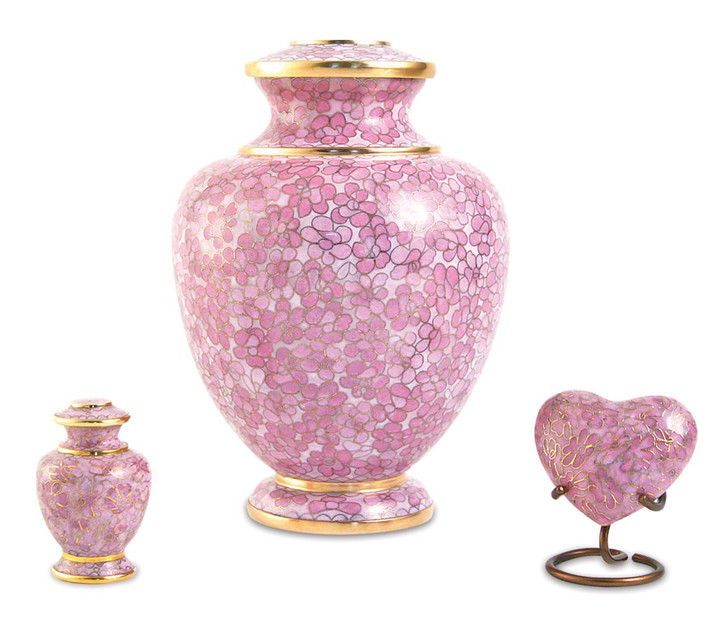 Essence Rose Cloisonne Brass Keepsake Cremation Urn
