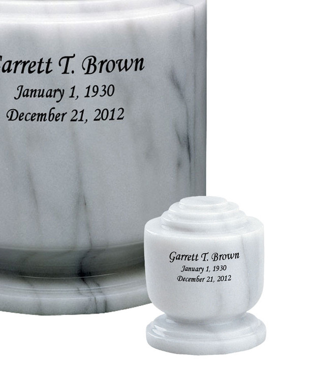 Estate II Memory White Marble Engravable Keepsake Cremation Urn