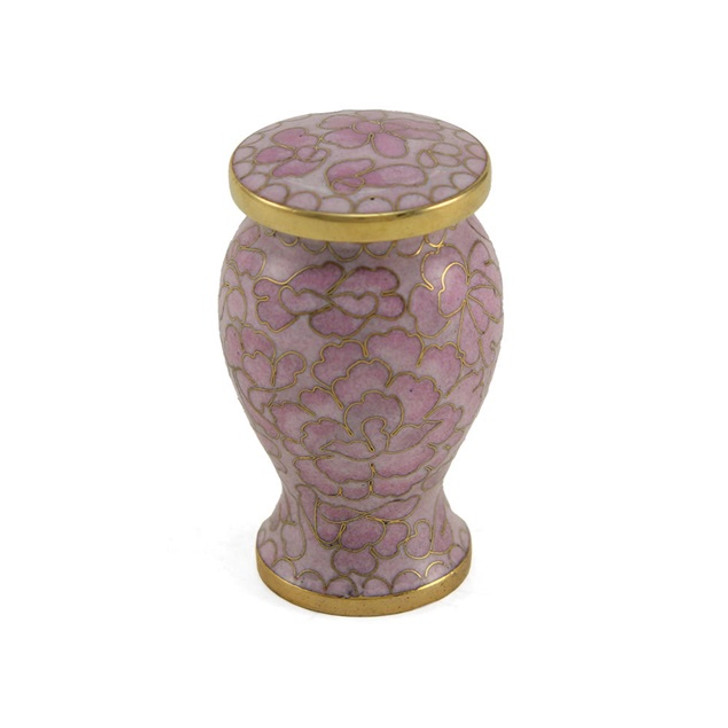 Etienne Rose Cloisonne Brass Keepsake Cremation Urn