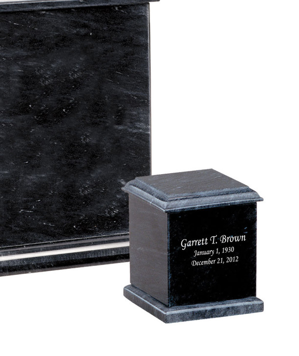 Evermore Memory Square Black Marble Engravable Keepsake Cremation Urn