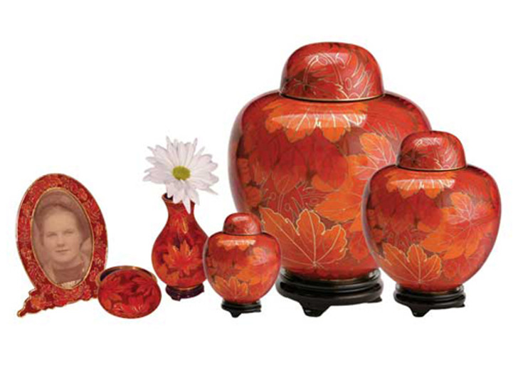 Fall Leaf Keepsake Cloisonne Cremation Urn