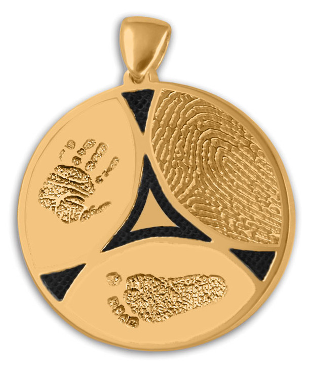 Family Ties Thumbies 3D Fingerprint 14k Gold Keepsake Memorial Pendant/Charm - Three Prints