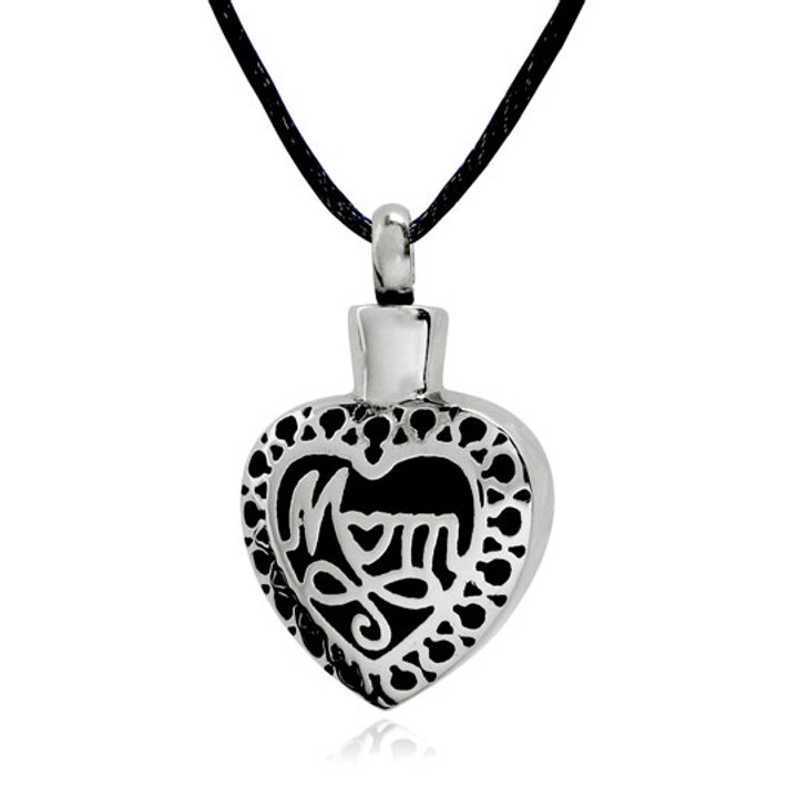 Fancy Mom in Heart Stainless Cremation Jewelry Pendant Necklace