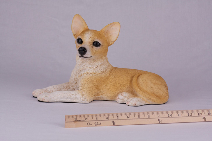 Fawn and White Short Hair Chihuahua Hollow Figurine Dog Urn - 2726