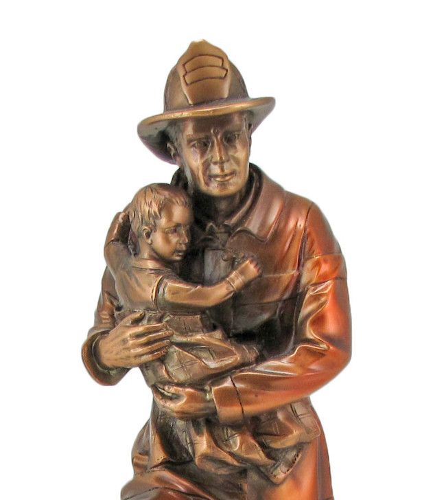 Fireman with Child Bronze Finish Keepsake Cremation Urn