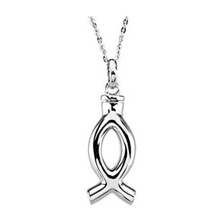 Fish Sterling Silver Cremation Jewelry Necklace
