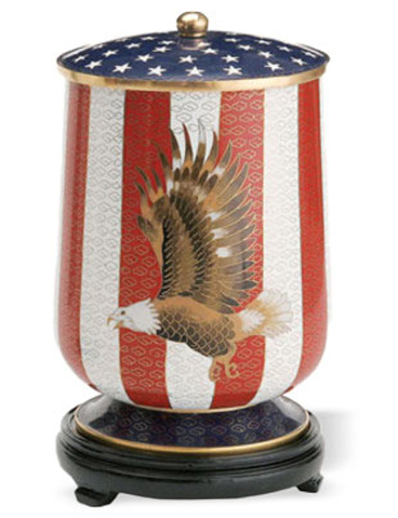 Flag & Eagle Keepsake Medium Cloisonne Cremation Urn
