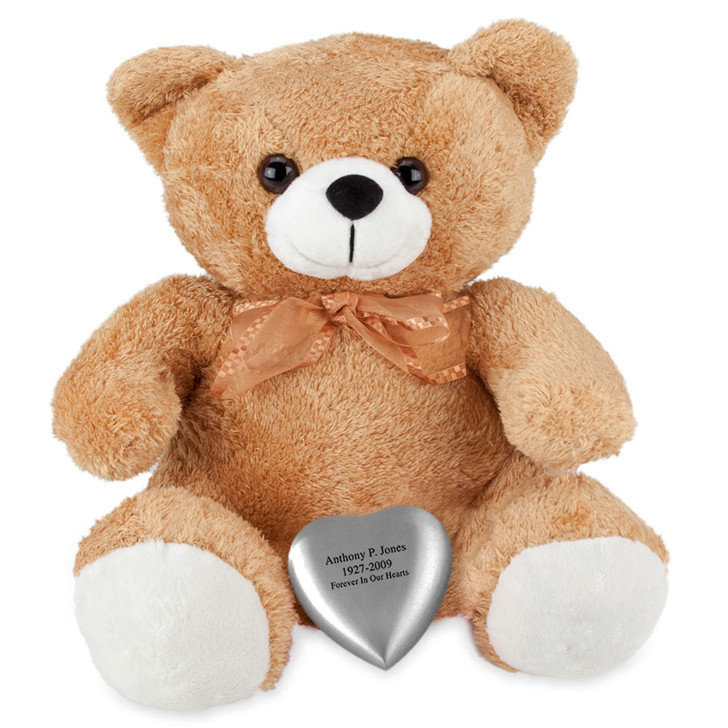 Tan Huggable Heart Teddy Bear Cremation Urn