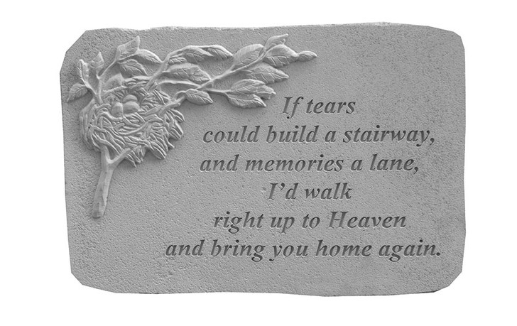 Garden Accents - If Tears Could Build A - With Birds Nest - Memorial Garden Stone