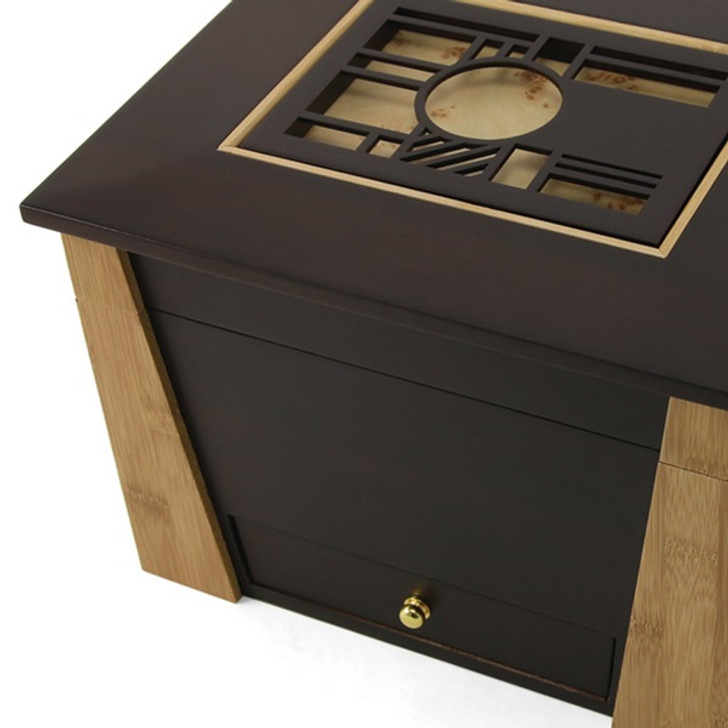 Geometric Cut Panel Craftsman MDF Wood Memory Chest Cremation Urn