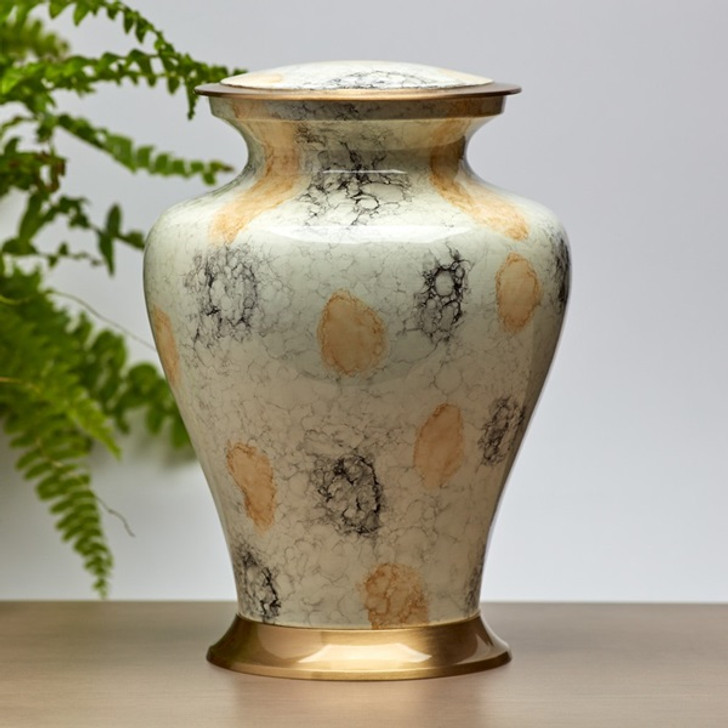 Glenwood White Marble Brass Cremation Urn