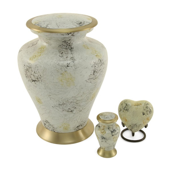 Glenwood White Marble Heart Brass Keepsake Cremation Urn