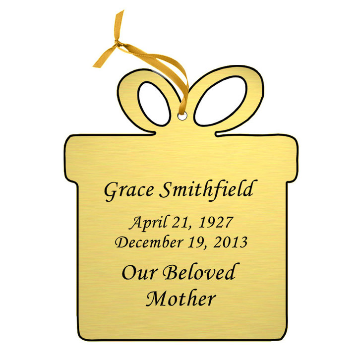 Present Double-Sided Memorial Ornament - Engraved - Gold