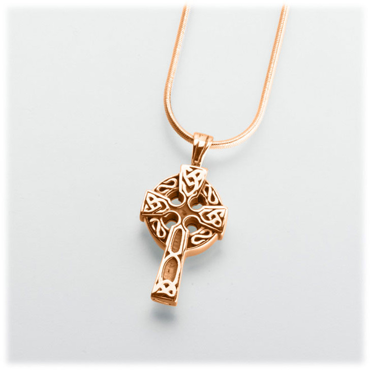 Gold Vermeil Celtic Cross Cremation Jewelry Pendant