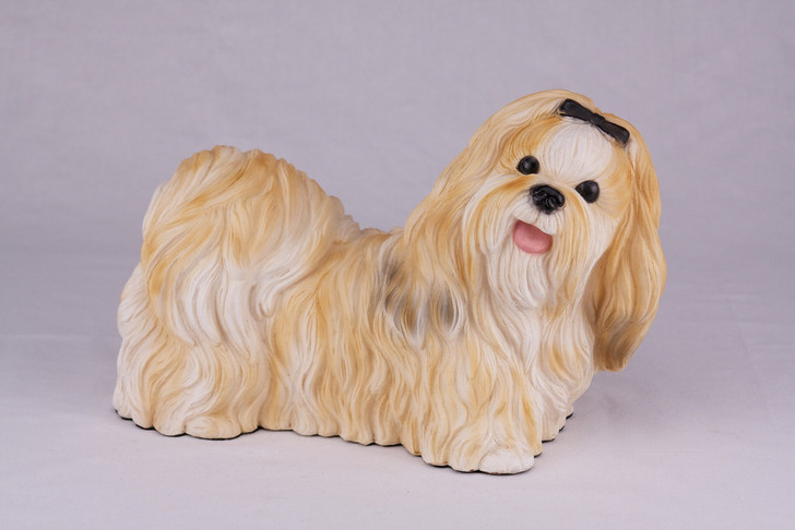 Gold White Shih Tzu Hollow Figurine Urn - 2783