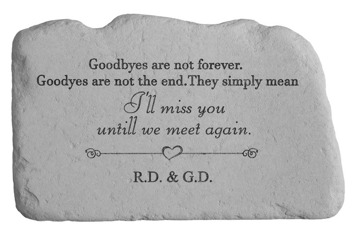 Goodbyes Are Not Forever Fused Glass Humped Memorial Garden Stone
