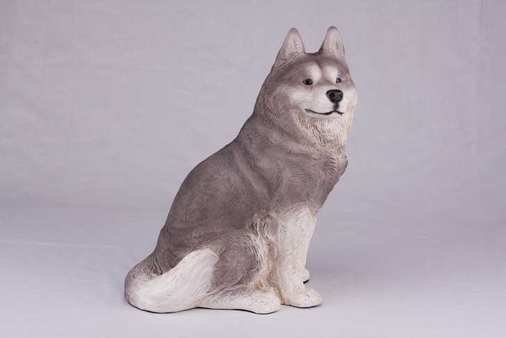 Gray White Siberian Husky Hollow Figurine Pet Cremation Urn - 2785