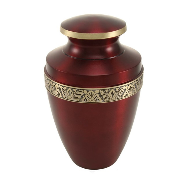 Grecian Crimson Brass Cremation Urn - Engravable