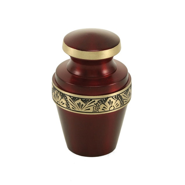 Grecian Crimson Brass Keepsake Cremation Urn - Engravable