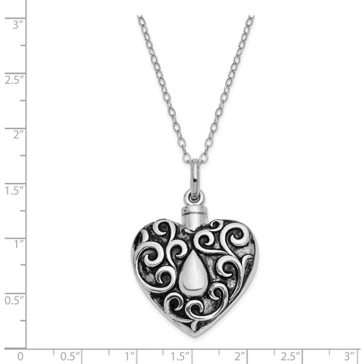 Grieving Heart Sterling Silver Cremation Jewelry Necklace