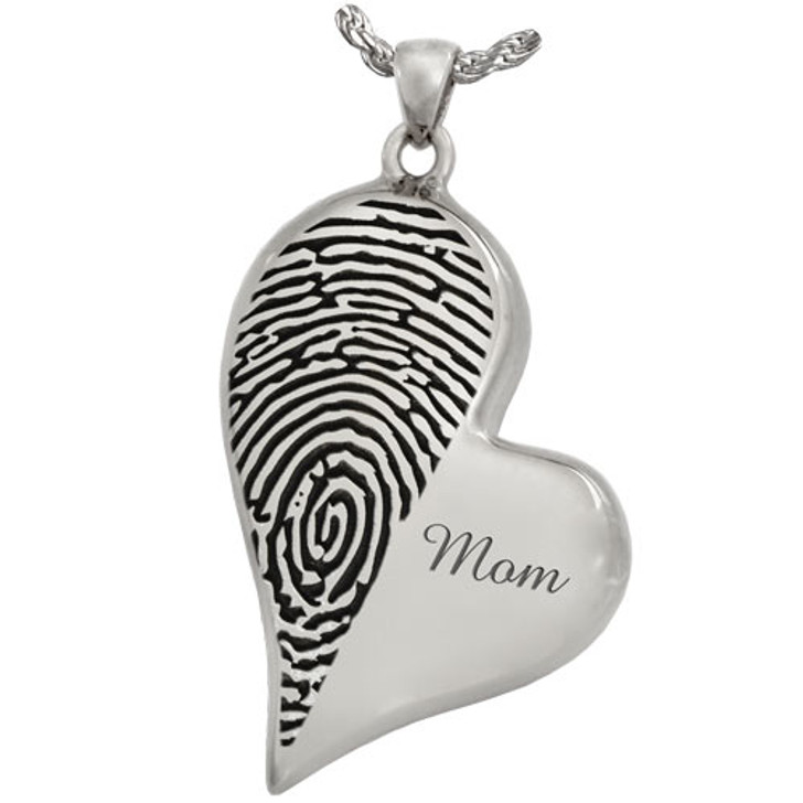 half fingerprint teardrop heart sterling silver memorial cremation pendant necklace 22 23736.1701705840