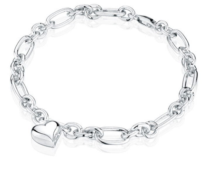 Buy .925 Sterling Silver Heart Charm Bracelet - For Women and Girls -  Toggle Lock - 7.5
