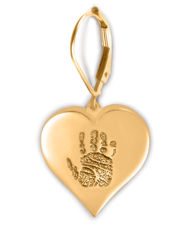 Heart Thumbies 3D Fingerprint 14k Gold Keepsake Memorial Earrings