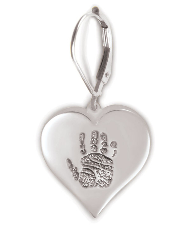 Heart Thumbies 3D Fingerprint Sterling Silver Keepsake Memorial Earrings