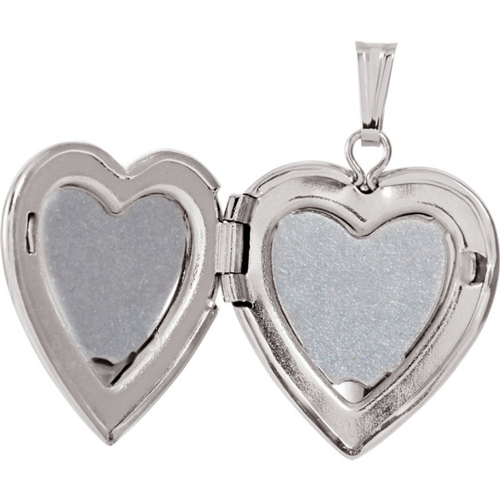 Heart with Diamond Sterling Silver Memorial Locket Jewelry Necklace