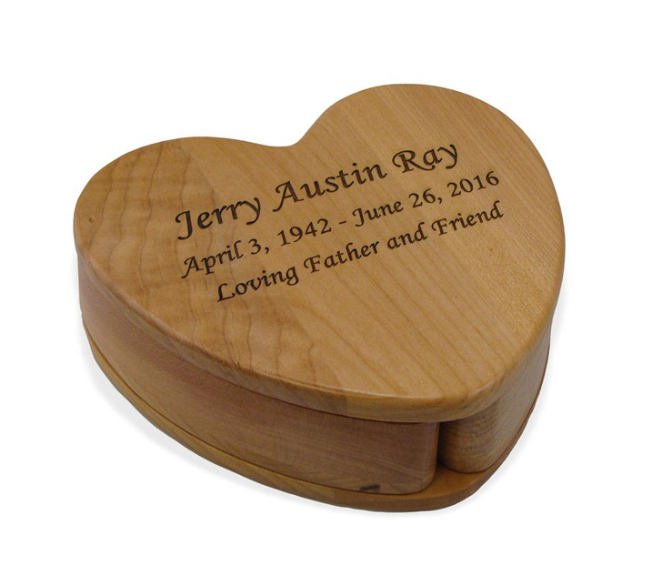 Heart with Pivoting Compartments Maple Wood Keepsake Box