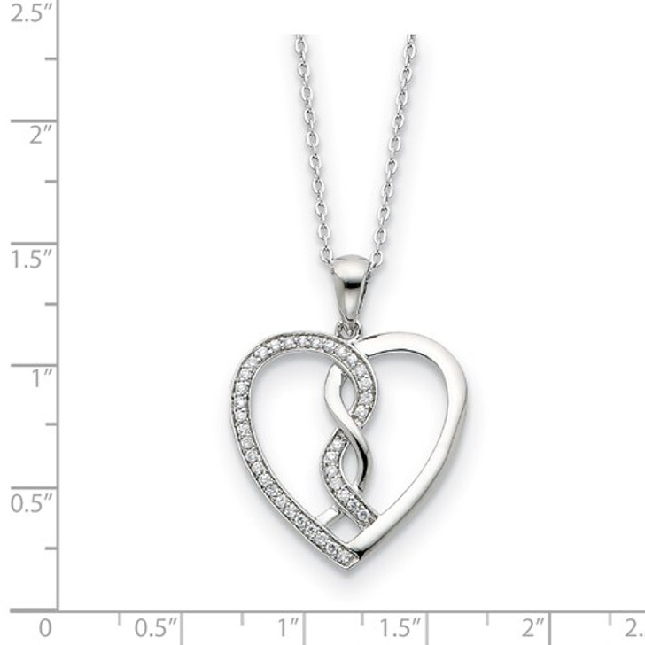 Hearts Joined Together Sterling Silver CZ Memorial Jewelry Pendant