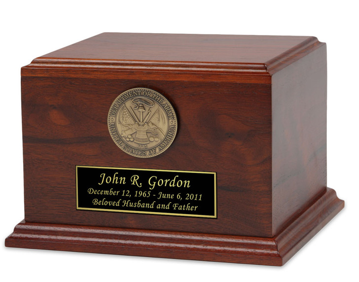 Heritage Military Walnut Wood Cremation Urn Made to Government Specs