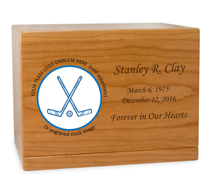 Hockey Cremation Urn - Solid Cherry Wood 1