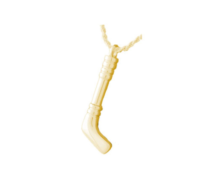 Hockey Stick Cremation Jewelry in Solid 14k Yellow Gold or White Gold