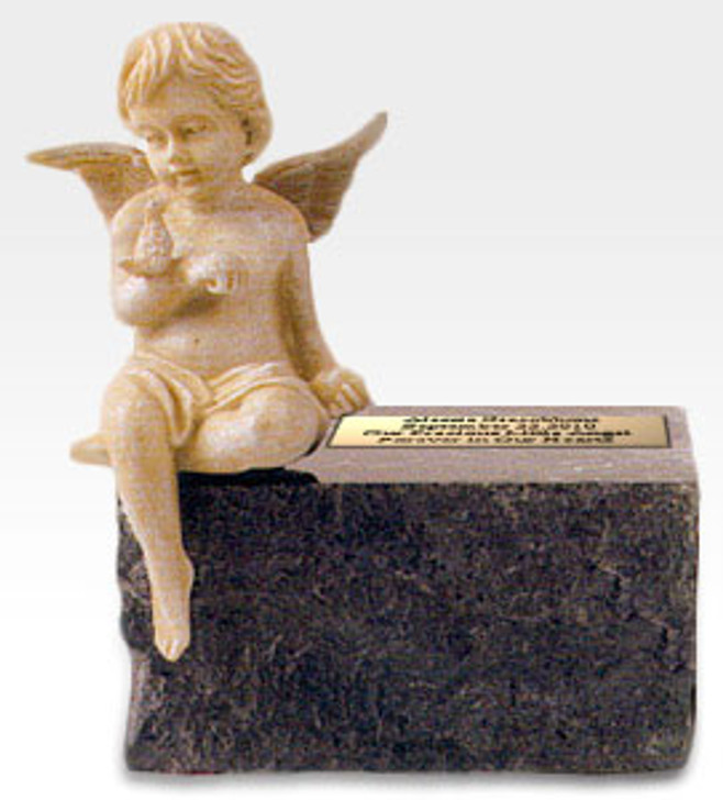 Infant Black Marble With Angel Cremation Urn
