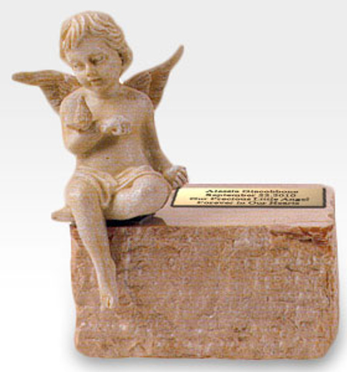 Infant Cream Marble With Angel Cremation Urn