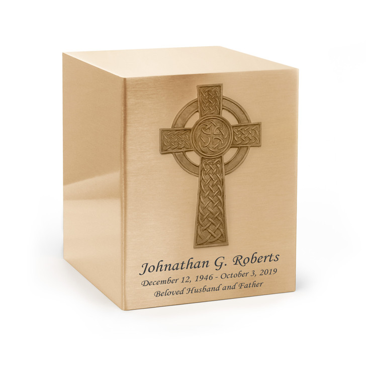 Knotted Celtic Cross Bronze Cremation Urn