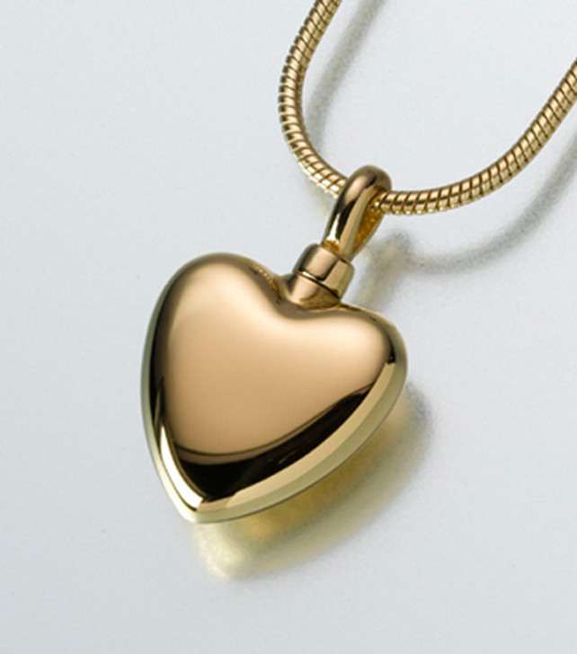 Large Gold Vermeil Heart Cremation Jewelry