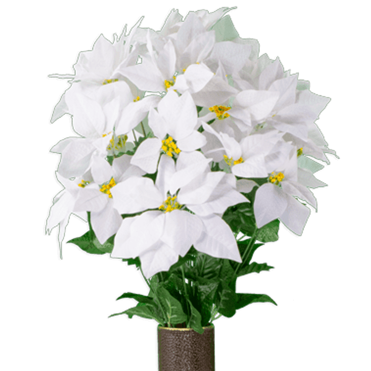 Large White Poinsettia Silk Flowers for Cemeteries
