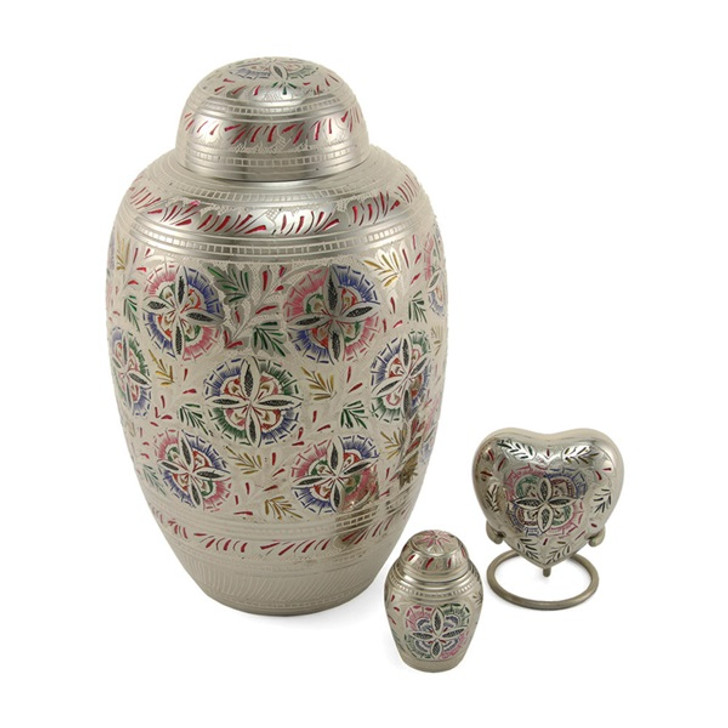 Lattice Floral Brass Cremation Urn