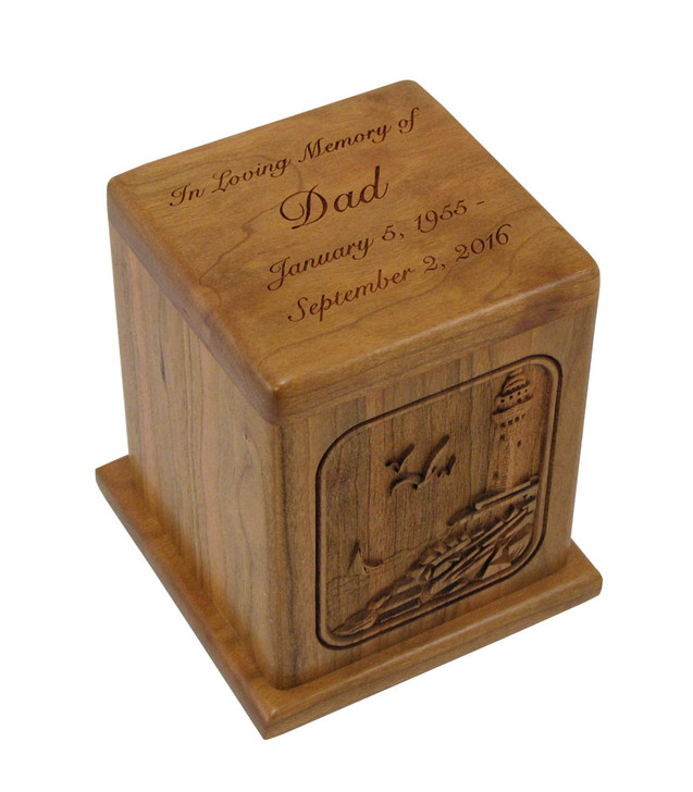 Lighthouse Cherry Keepsake Cremation Urn - Engravable